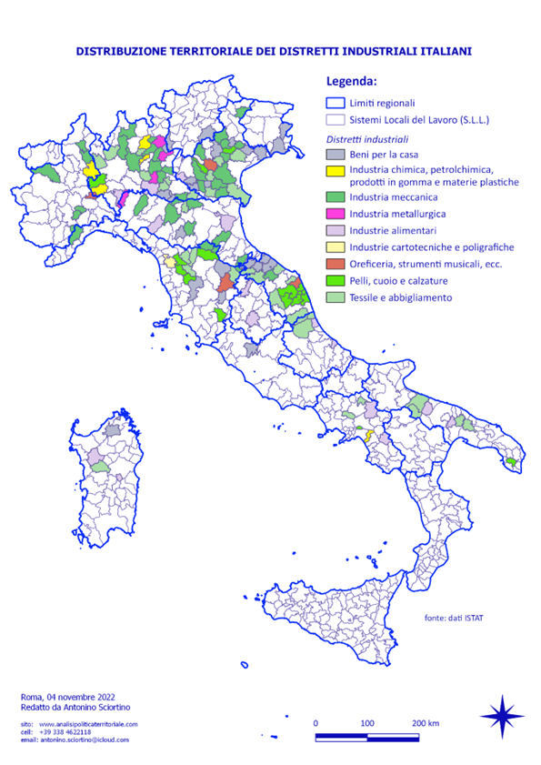 Immagine n.° 11 - distretti industriali 2011 come desunto dai dati I.S.T.A.T.